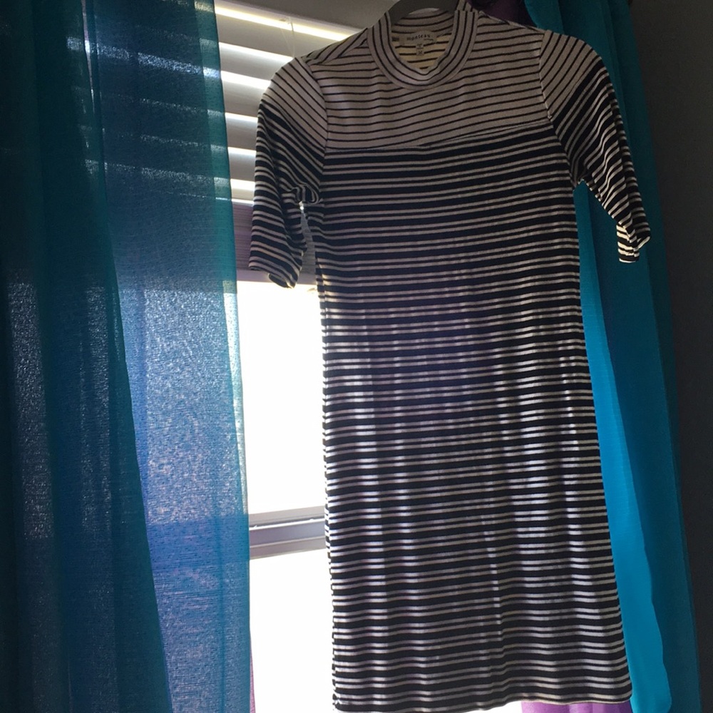 Black and white striped dress
